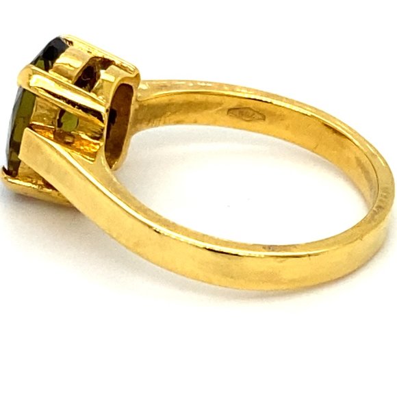 Green Yellow Tourmaline 3.03ct Solid 18K Gold Ring - Picture 5 of 6